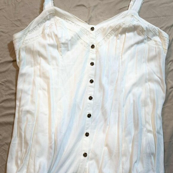 Torrid Size 5 Ivory Babydoll Tank Top, straps, button front, lined - Picture 1 of 9